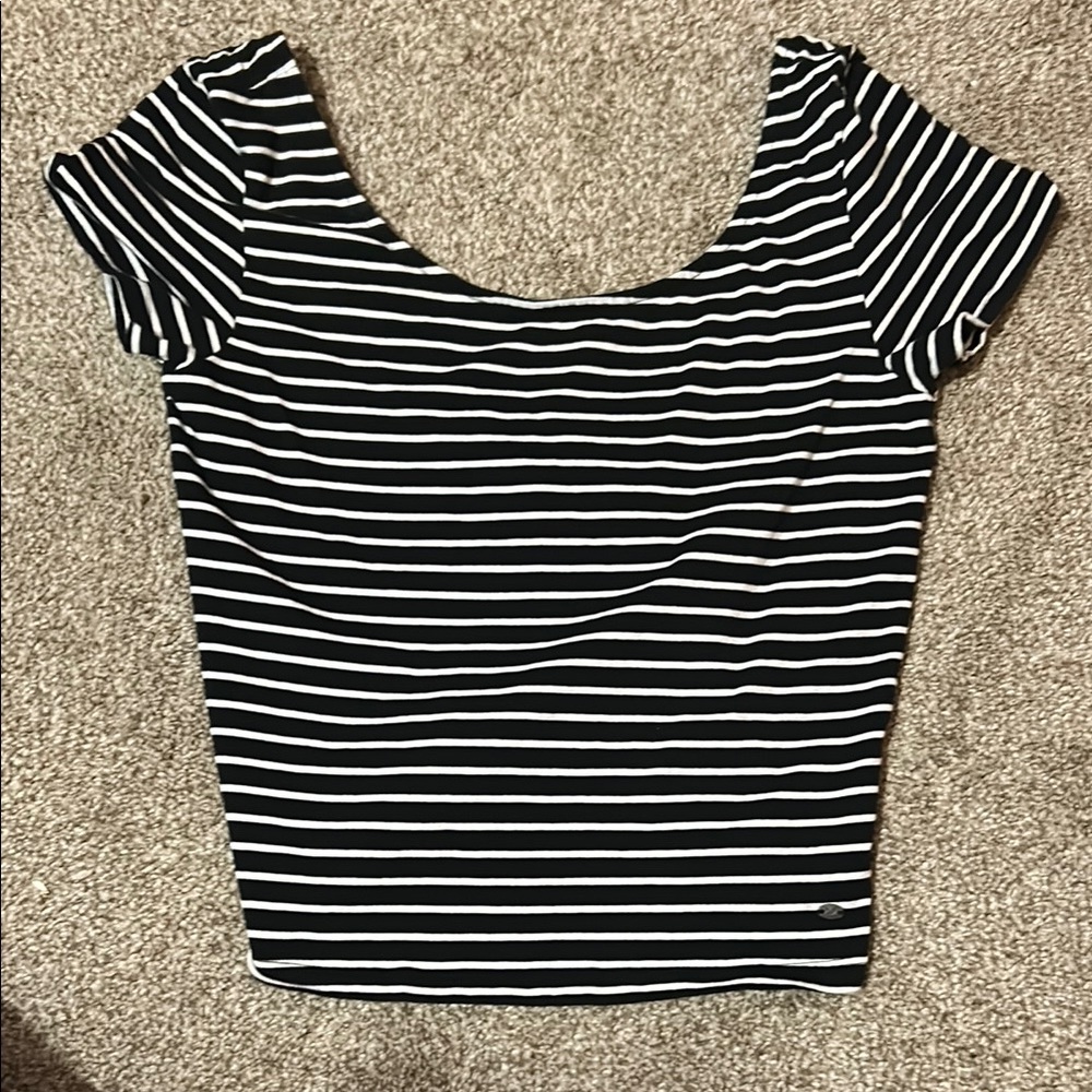 Black and White Striped Women's Top